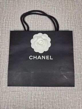CHANEL Flower Black Paper Shopping Gift Bag Tote Small 7.5” x 8.5”x 3.5”